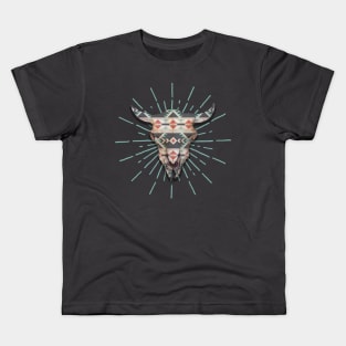 Cow Skull Indigenous Art Kids T-Shirt